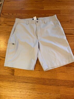 Men's Light Gray Flat Front Performance Shorts